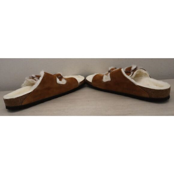 Birkenstock Women's 9 Men's 7 Mink Brown Arizona Shearling Suede Sandals - Picture 12 of 15